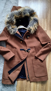 Шерстяное пальто с капюшоном zara S/M (M)