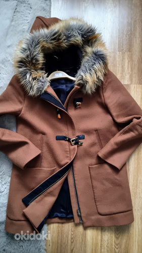 Шерстяное пальто с капюшоном zara S/M (M) (фото #1)