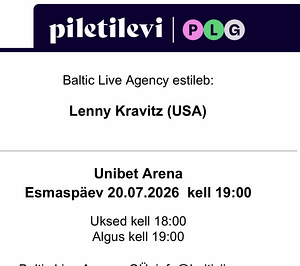 Lenny Kravitz kontserdi pilet FANZONE (1 foto / 1)