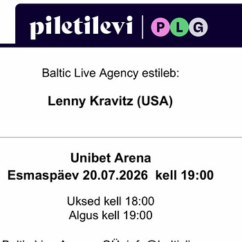 Lenny Kravitz kontserdi pilet FANZONE