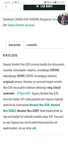Segway ninebot g30 max sisemine kiirlaadija (1 foto / 2)