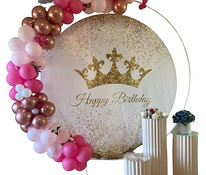 Фон для фотографий с золотой короной на день рождения принцессы