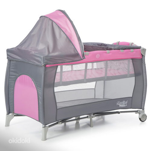Кроватка для путешествий, Moolino Happy+, зеленый, розовый, голубой (фото #7)