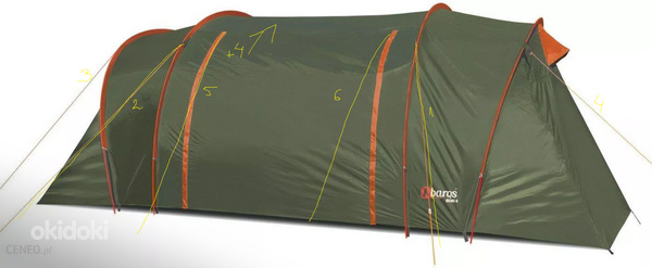 Походная палатка GOBI 8 серая/зеленая или зеленая/оранжевая (фото #4)