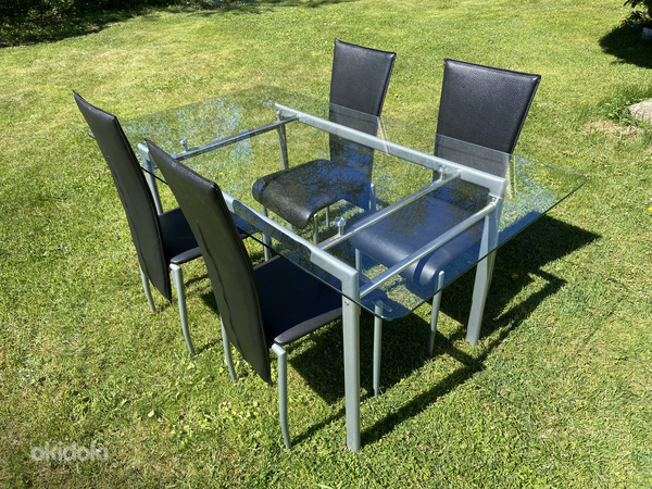 Klaasist laud ja 4 tooli, komplekt (foto #1)