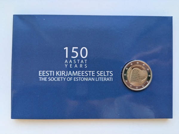 2€ Монетная карта Эстонское общество писателей 150