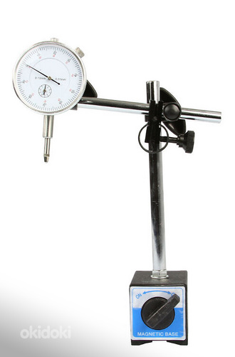 Циферблат индикатора 0-10 мм 0,01 мм с магнитной ножкой/штативом (фото #1)