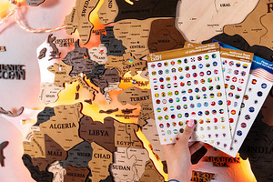 Travel Map Push Pin, World Map Wall Art, Wooden Map, World M (5 foto / 5)