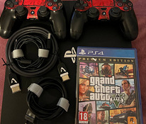 PS4 Pro + 2 Dualshock 4, GTA 5 и все кабели