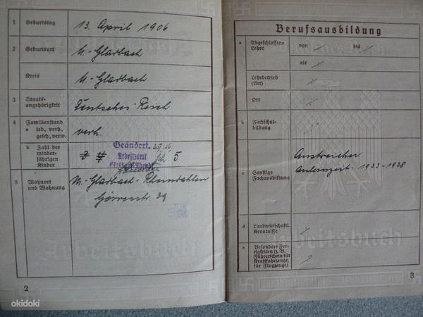 Трудовая книжка, Германия 1935 г (фото #3)