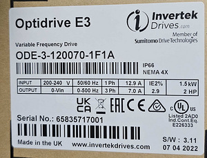 Sagedusmuundur Invertek IP66