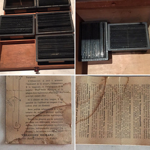 Le taxiphote wooden stereoscope, slides & stand 1908 a. (3 foto / 3)
