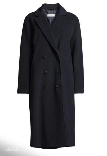 Шерстяное пальто синего цвета (фото #1)