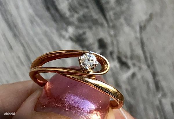 Новое золотое кольцо с бриллиантом. 585 16,5 (фото #1)