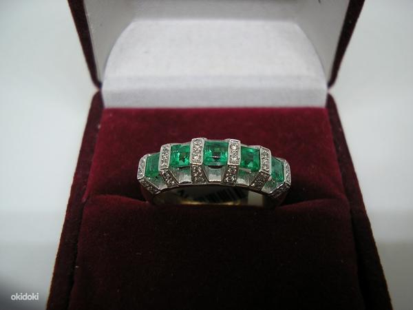 Sõrmus 585;4,35gr;Emerald 0,98ct+5;Br 0,152ct+36 (foto #1)