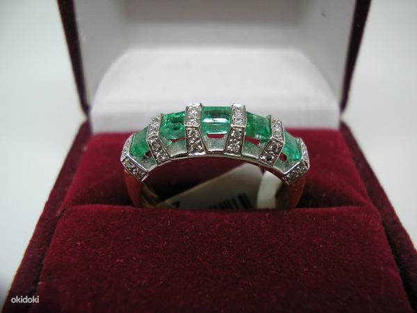 Sõrmus 585;4,35gr;Emerald 0,98ct+5;Br 0,152ct+36 (foto #2)
