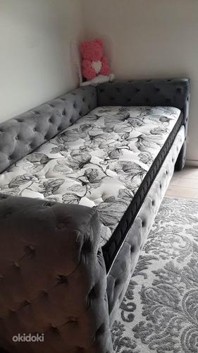 Кровать/диван-кровать 90x200 серый бархат (фото #2)