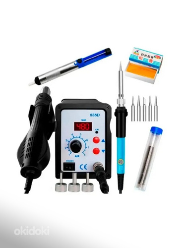 Паяльная станция с паяльным набором 858D фен