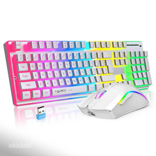 Juhtmevaba klaviatuur ja hiir led valgusega (foto #1)