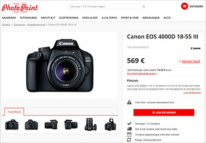 Canon EOS 4000D + Canon EF 18-55mm f/3.5-5.6 III kaamera (10 foto / 10)