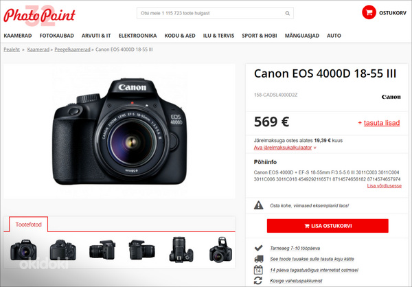 Canon EOS 4000D + Canon EF 18-55mm f/3.5-5.6 III kaamera (foto #10)