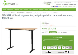 Reguleeritava kõrgusega elektriline laud IKEA BEKANT 160x80 (10 foto / 10)
