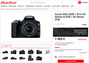 Canon EOS 250D + 18-55mm + 50mm kaamerakomplekt (10 foto / 10)