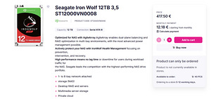 Seagate NAS HDD IronWolf 12TB 7200 RPM 256 MB ST12000VN0008 (4 foto / 4)