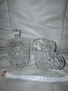 Tšehhi kristallkomplekt suhkrutoos, koorekann kõrgus 9 cm (3 foto / 4)