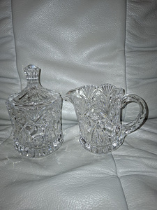 Tšehhi kristallkomplekt suhkrutoos, koorekann kõrgus 9 cm (4 foto / 4)