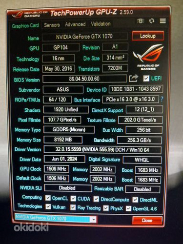 Asus GeForce GTX 1070 Turbo 8GB GDDR5 (foto #2)