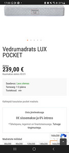 Lux pocket madrats 160x200 uueväärne (1 foto / 1)
