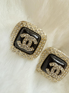 Chanel black square CC earrings (2 foto / 5)