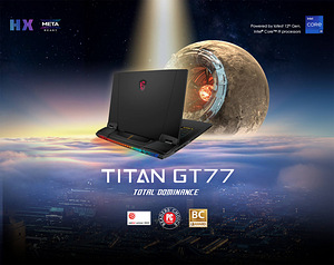 MSI TITAN GT77 — Intel i9 12900HX, NVIDIA GeForce RTX 3080Ti (1 foto / 3)