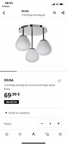 DEJSA 3 lambiga laevalgusti ikeast lüster (nagu uus) (4 foto / 4)