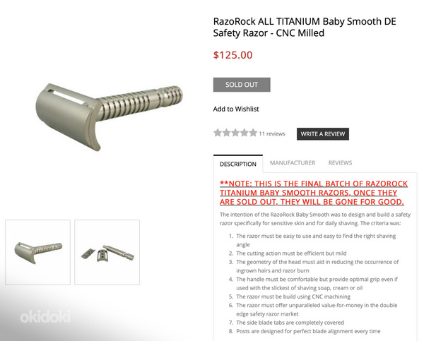 Razorock Baby Smooth Titanium double-edge raseerija (foto #6)