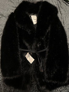 Zara fur coat xs black (3 foto / 5)