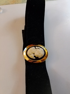 Vintage kaulakoru camee Amuletti musta kangas (2 valokuva sivusta 4)