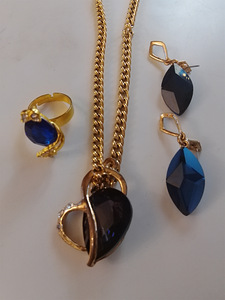 Juhla koru setti sininen kristalli lasi helmillä ja lasi hel (4 valokuva sivusta 4)