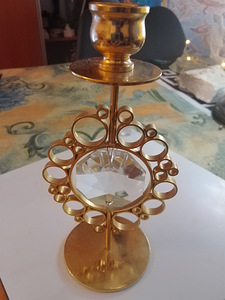 Kristalli lasi helmi kynttilä jalka kullan värinen (2 valokuva sivusta 4)