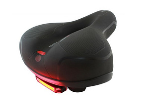 Гелевое седло для велосипеда черное с фонарем (PRW5I)