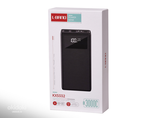 Внешний аккумулятор Power bank 30000mAh с экраном черный (5332) (фото #4)