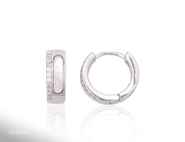 Sudraba auskari ar apaļu aizdāri #2204111(PRh-Gr)_CZ+PL-W