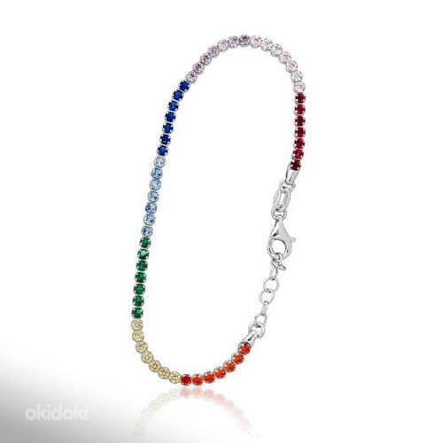 Серебряный браслет #2600451(PRh-Gr)_CZ-MIX