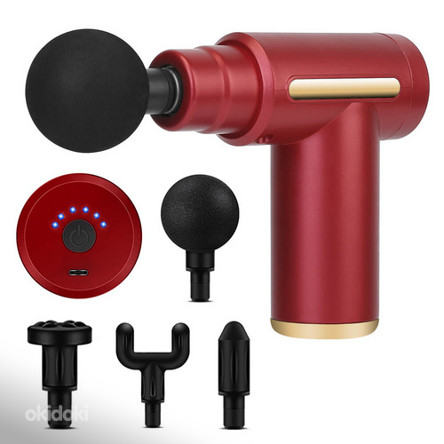 Mini masāžas pistole 4 uzgaļi sarkana (P24216_CZE)