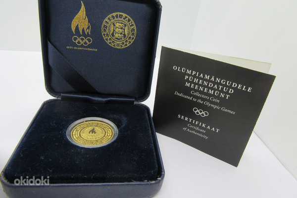 Эстонская золотая монета-"Олимпийские чемпионы"-100 крон-200 (фото #1)