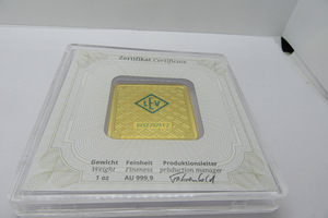 999,9 prooviga kuldplaat Geiger Edelmetalle 1 OZ (3 foto / 4)