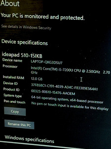 Lenovo IdeaPad 510-15IKB | i5-7200U | 12GB RAM | 256GB SSD | (4 foto / 5)