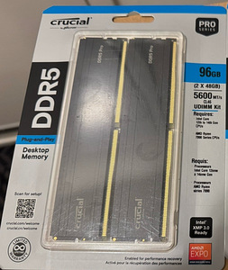 Crucial Pro RAM 96GB Kit 2x48GB DDR5 5600MT/s (1 foto / 3)
