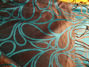 MARJA KURKI SILKKI HUIVI TURKOOSI KULTA KUVIOINEN (4 valokuva sivusta 4)